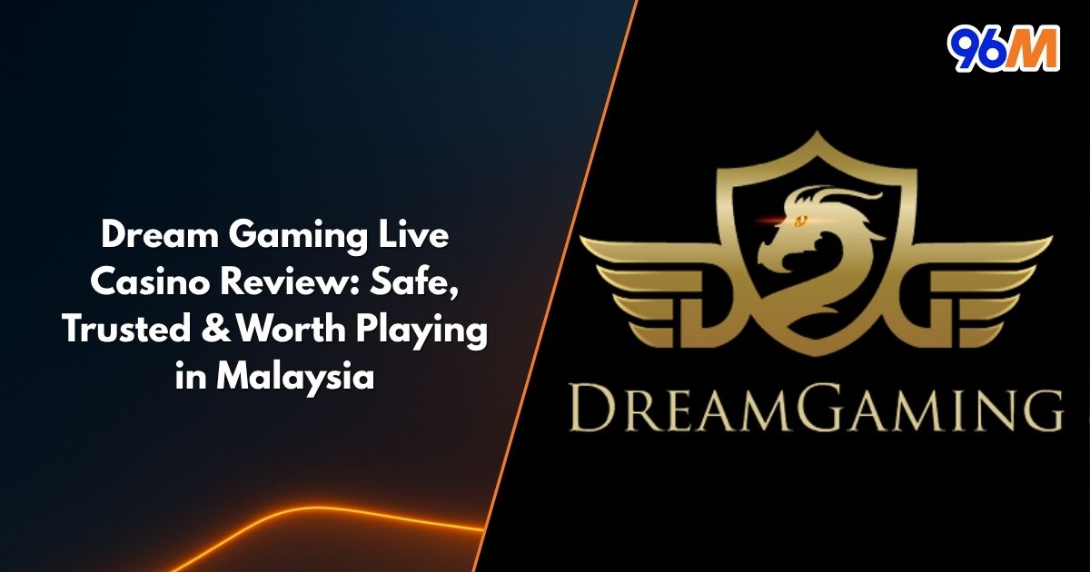 Dream Gaming live casino Malaysia logo in gold featuring dragon emblem representing trusted and safe online casino review on 96M