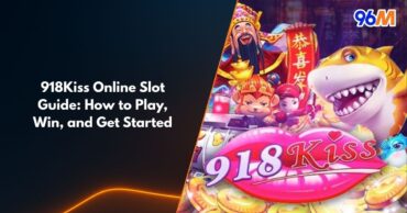 918Kiss online slot Malaysia guide banner showing colorful casino game characters and 96M branding