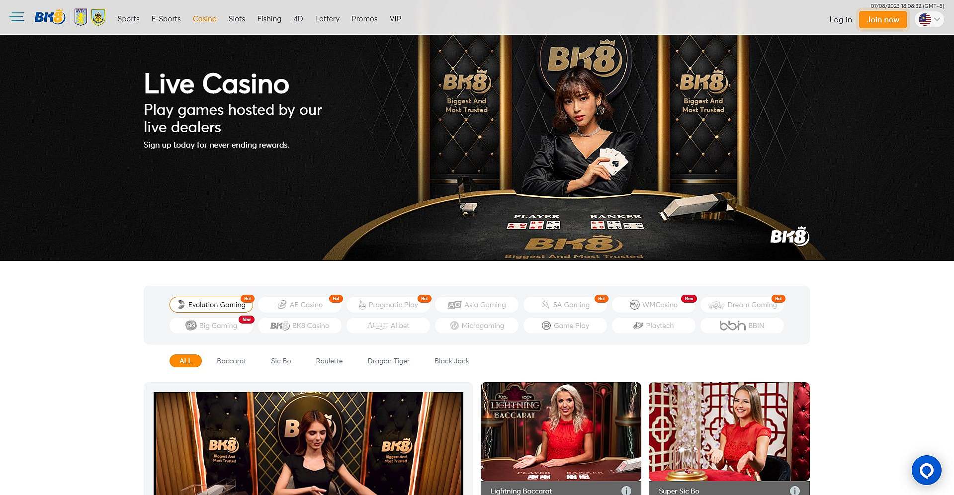 BK8 live casino Malaysia
