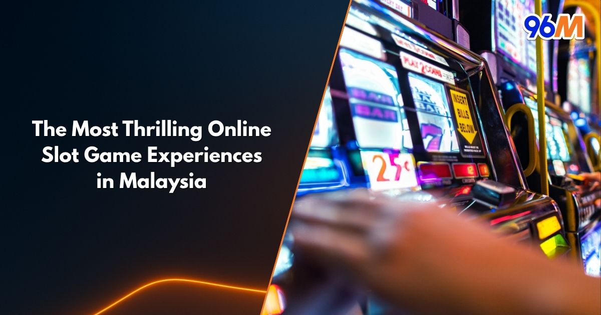 Player spinning colorful slot machines representing thrilling online slot game experiences in Malaysia on 96M
