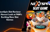 NextSpin slot review featuring 96M casino’s newest slot games including Classic Fruits and Maya Quest with animated tiger mascot